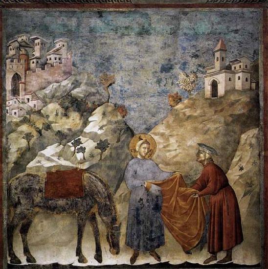 GIOTTO di Bondone St Francis Giving his Mantle to a Poor Man France oil painting art